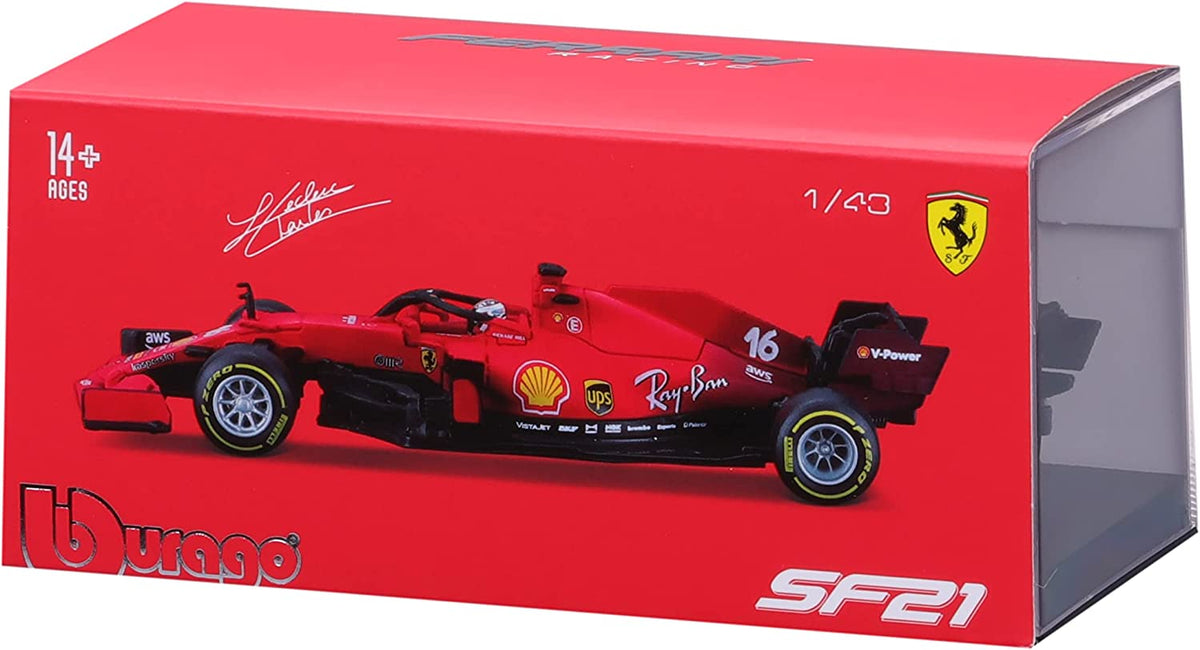 F1 Ferrari SF21 - Charles Leclerc 1:43 w. Acrylic Box – KSKIDS AUTO