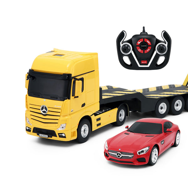 2 in 1 Mercedes Benz Truck and 1:24 Mercedes Benz GT R/C Combo Set - Yellow