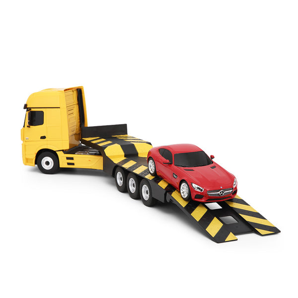 2 in 1 Mercedes Benz Truck and 1:24 Mercedes Benz GT R/C Combo Set - Yellow